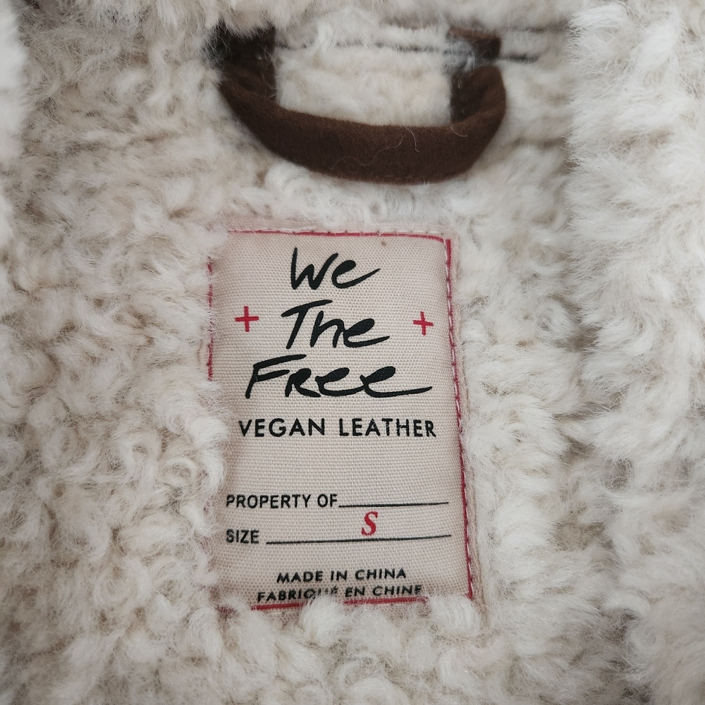 We The Free Andies Vegan Moto‎ Jacket Brown Bear Combo Women's Size Small - Picture 10 of 16